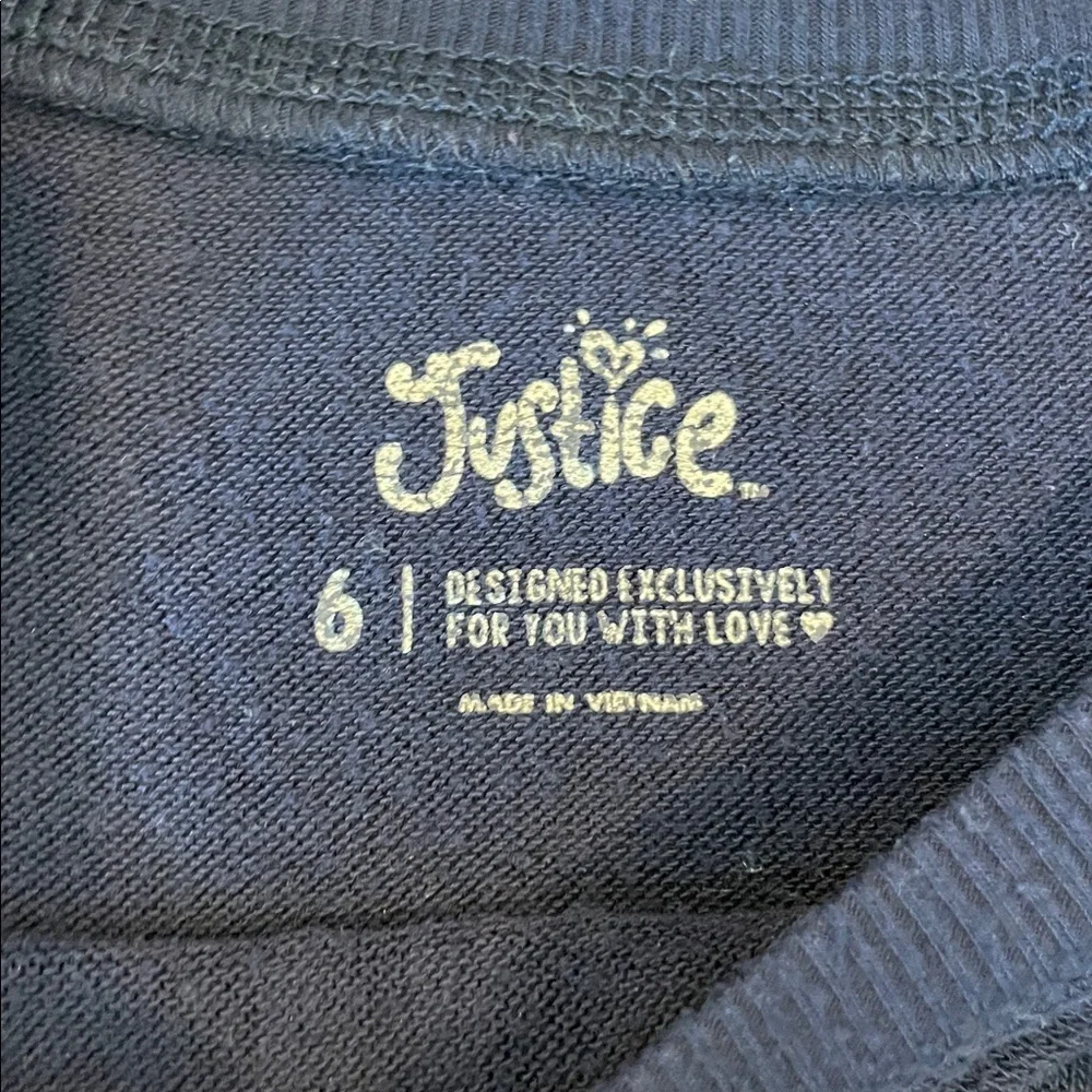 Justice Navy Long Sleeve Tee with Cupcake Graphic